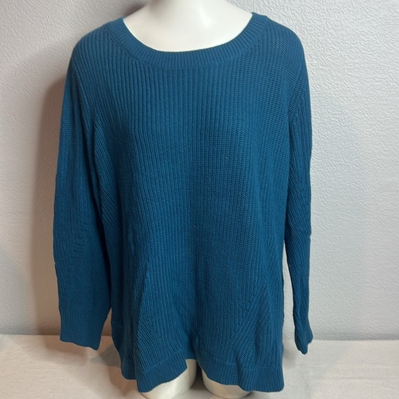 Lane Bryant Teal Ribbed Knit Sweater - Size 14/16 - Picture 2 of 6
